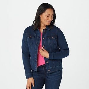 Isaac Mizrahi Live TRUE DENIM Jacket Dk Indigo NEW